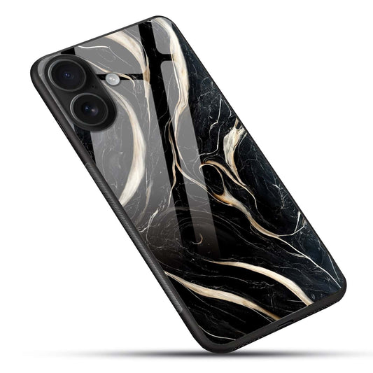 Luxury Black & Gold Marble Glass Phone Case