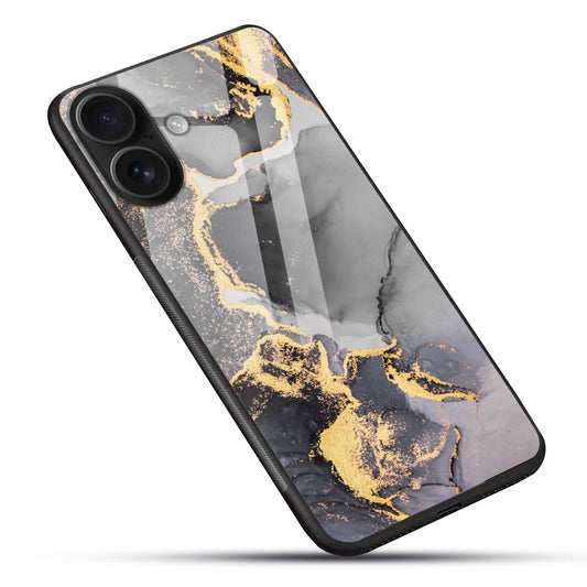 Grey Gold Marble Glass Case