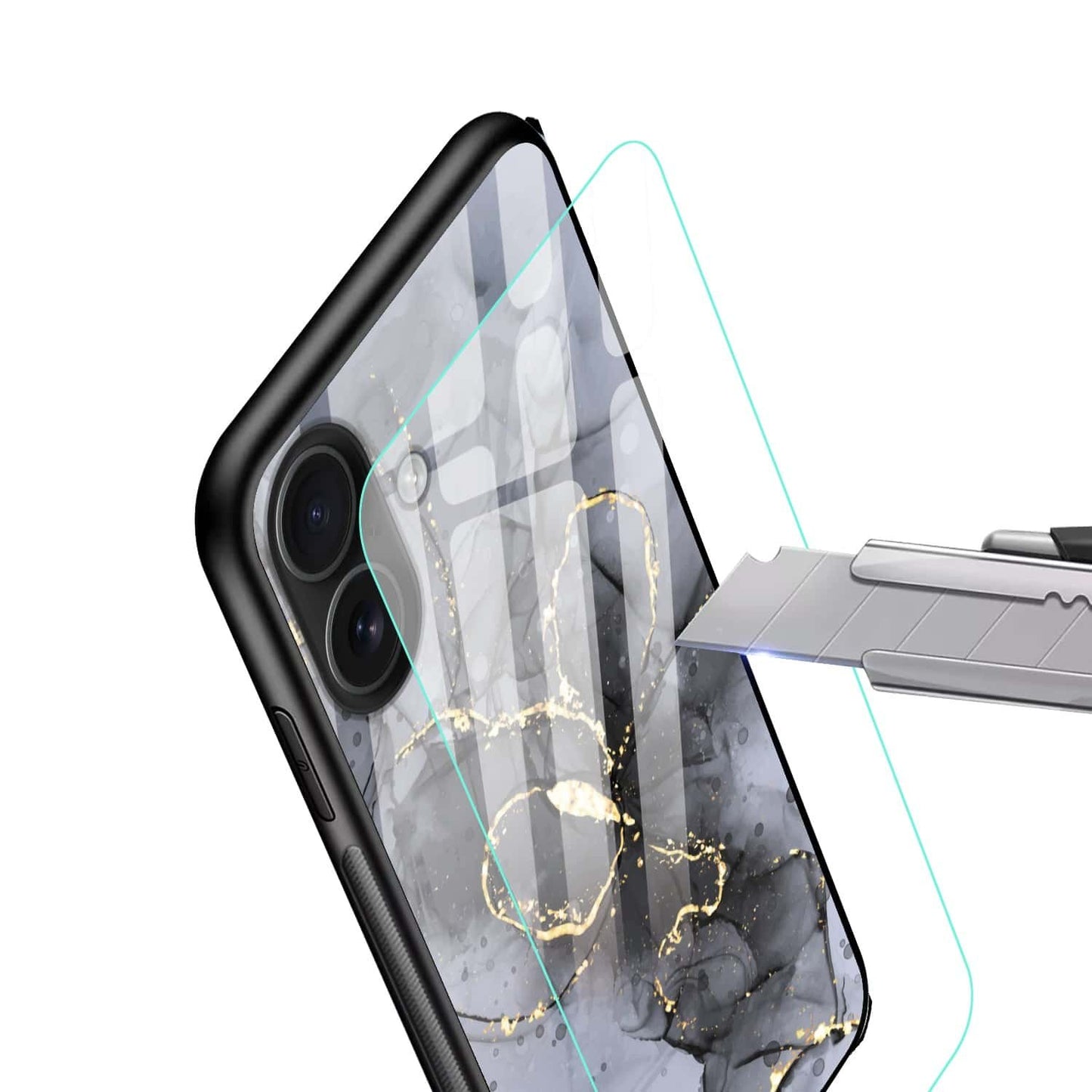 Grey Abstract Gold Art Glass Case