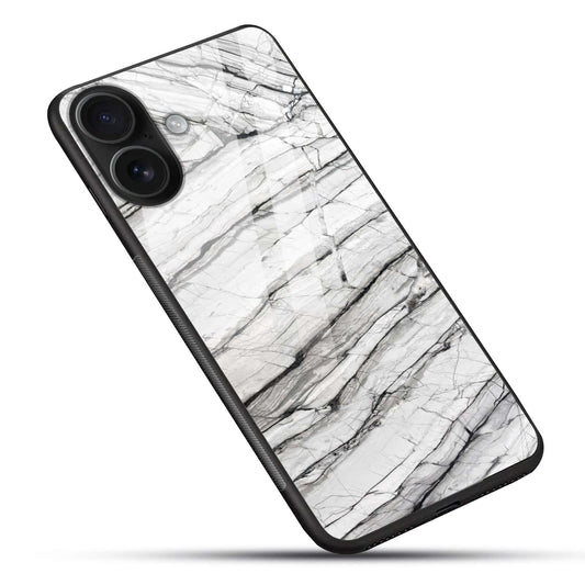 Luxury White Grey Marble Glass Back Cover