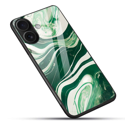 Emerald Green Abstract Marble Glass Case