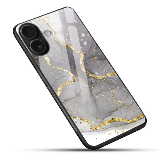 Luxury Grey White Gold Marble Glass Case