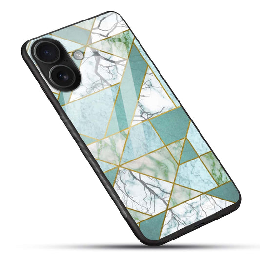 Luxury Teal Geometric Marble iPhone Case