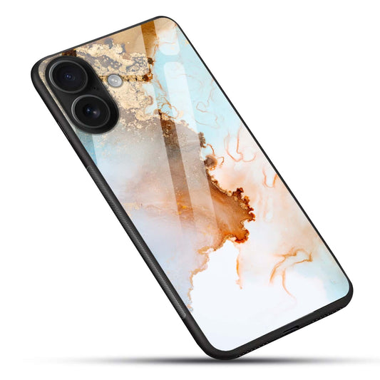 Luxury Marble Wave & Amber Ink Glass Cases