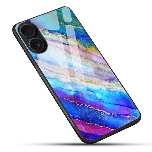 Blue Purple Luxury Marble Glass Back Cover