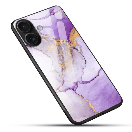 Luxury Purple Marble Case | Gold Glitter Glass Back