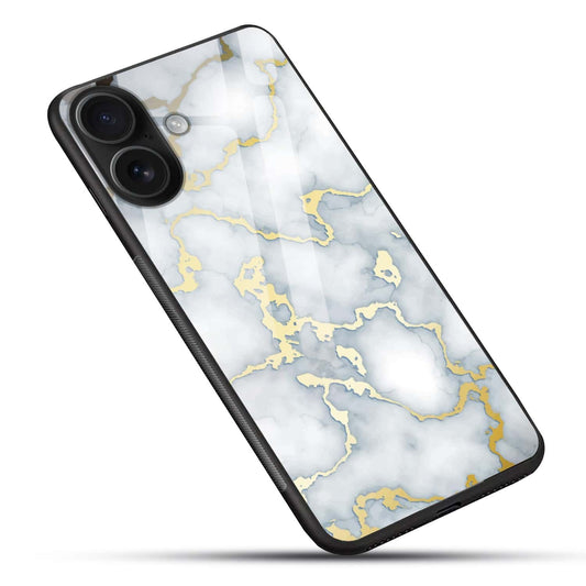 White Marble Case | Gold Veins Glass Back Shockproof