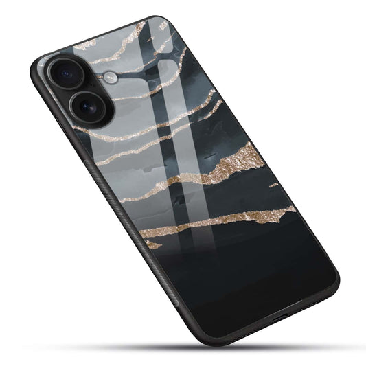 Luxury Gold Marble Case | Glass Back & Shockproof