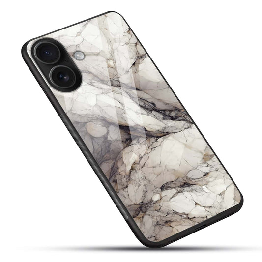 Classic White Marble & Gold Veins Glass Case