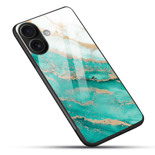 Luxury Green & Gold Marble Glass Case