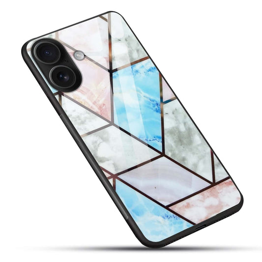 Luxury Pastel Geometric Marble Glass Case