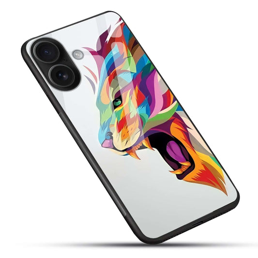 Colorful Roaring Lion Premium Glass Case