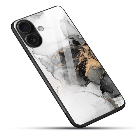 Luxury Black & Gold Marble Glass Back Case