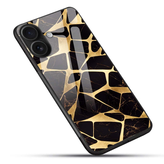 Luxury Black & Gold Marble Glass Back Case