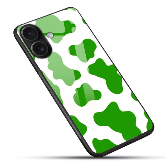 Green Cow Print Glass Back Case