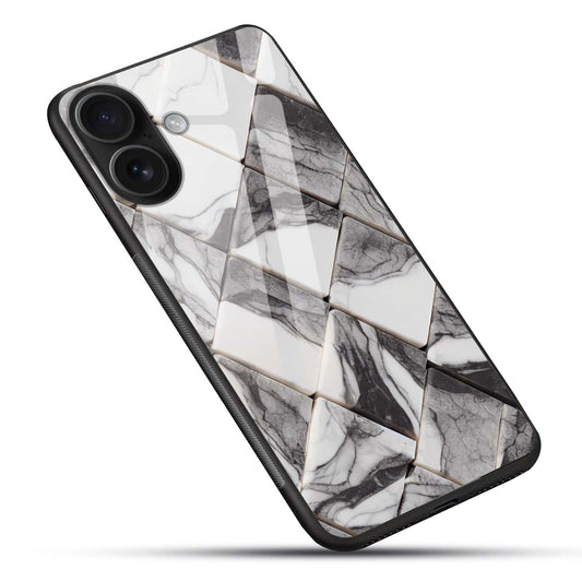 Luxury Grey Marble Mosaic Glass Phone Case