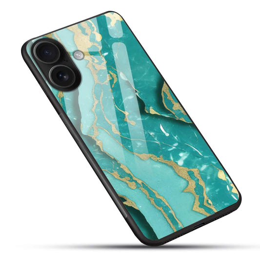 Blue Gold Marble Luxe Glass Back Case