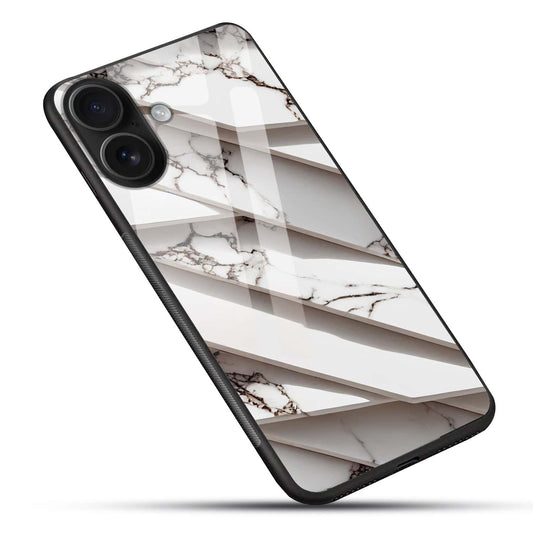 Luxury White Marble Glass Back Phone Case