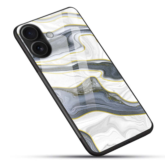 Grey Gold Marble Glass Case