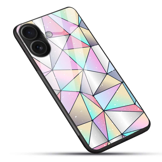Prism Glow: Holographic Geometric Glass Back Protective Phone Case