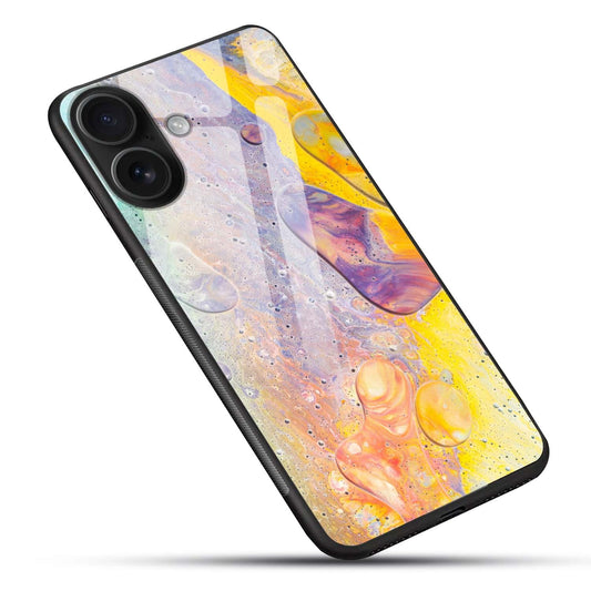 Solar Flare: Fluid Art Glass Back Protective Phone Case (Yellow & Purple)