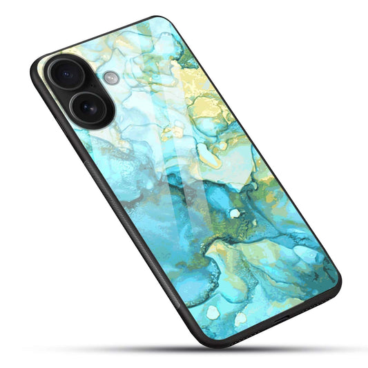 Cosmic Bubbles: Deep-Sea Fluid Art Glass Back Protective Phone Case (Purple/Teal)