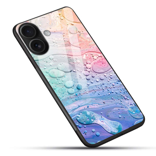 Pastel Dreamscape: Oil-on-Water Glass Back Protective Phone Case