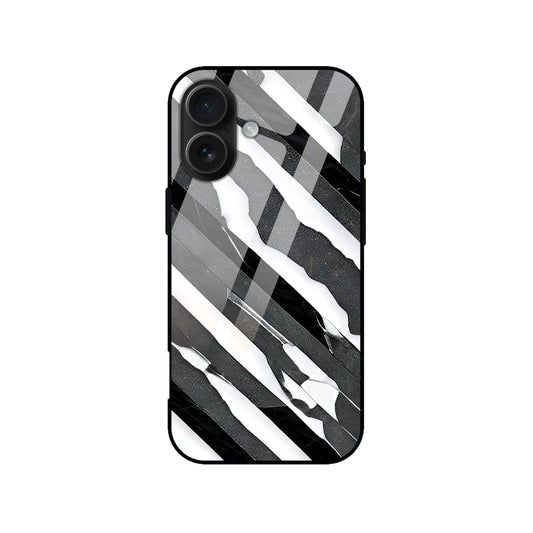 Modern Black & White Striped Glass Case