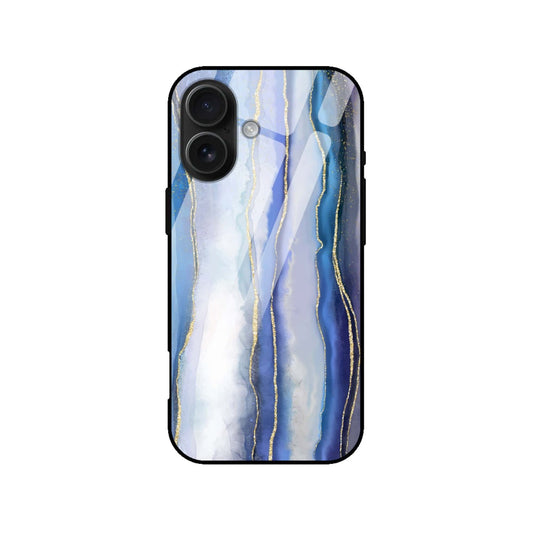 Luxury Blue & Gold Marble/Ink Glass Case