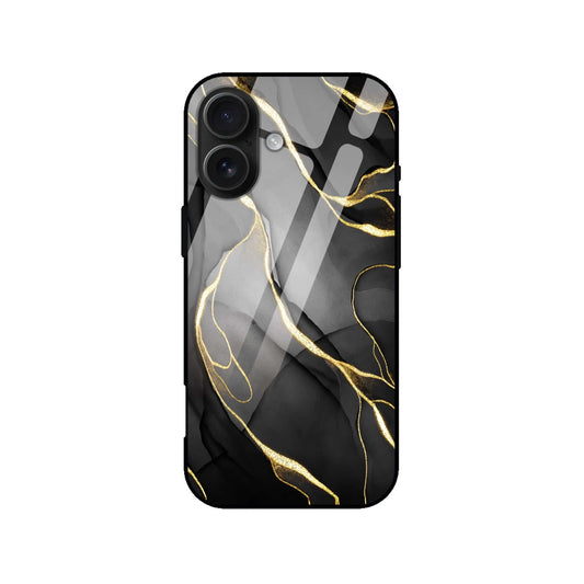 Black & Gold Ink Marble Design Glass Case