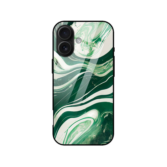 Emerald Green Abstract Marble Glass Case