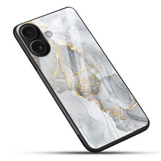 Luxury White Gold Marble Glass Case
