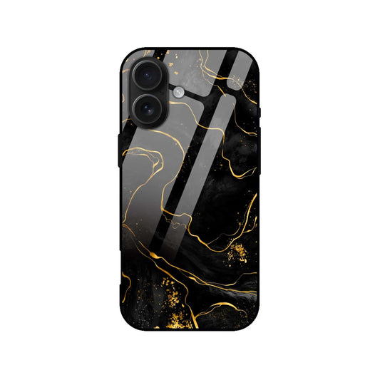 Luxury Black Gold Marble Glass Case