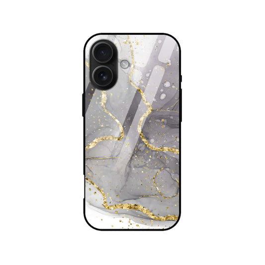 Luxury Grey White Gold Marble Glass Case