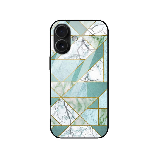 Luxury Teal Geometric Marble iPhone Case