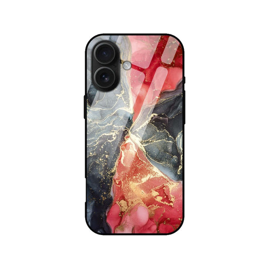 Luxury Red Black Gold Abstract Marble Glass Case