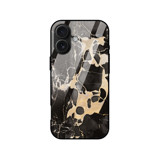 Luxury Black Gold Marble Skull Glass Case