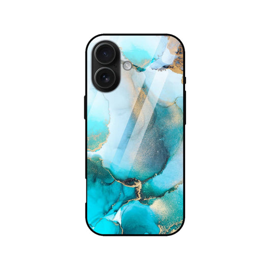 Luxury Blue & Gold Marble Glass Case