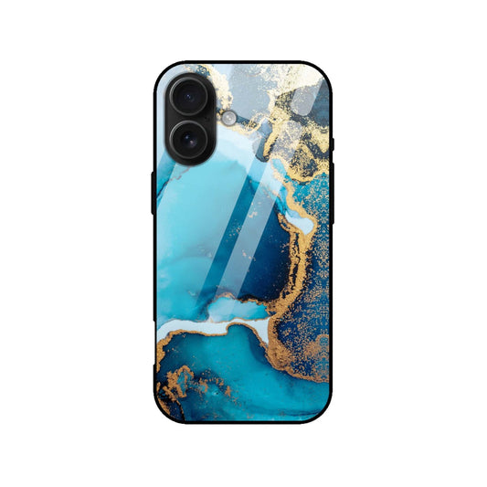 Blue Gold Marble Glass Case for - Shockproof Cover