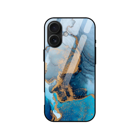 Blue Gold Marble Glass Case for - Shockproof Cover