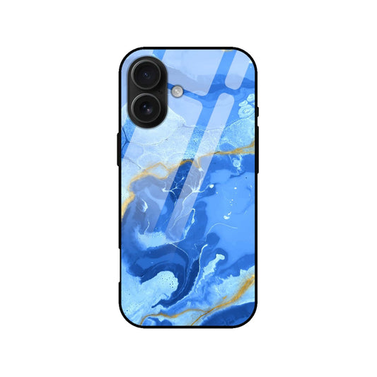 Marble Wave, Blue Ink, Amber Ink - Luxury Art Glass Case