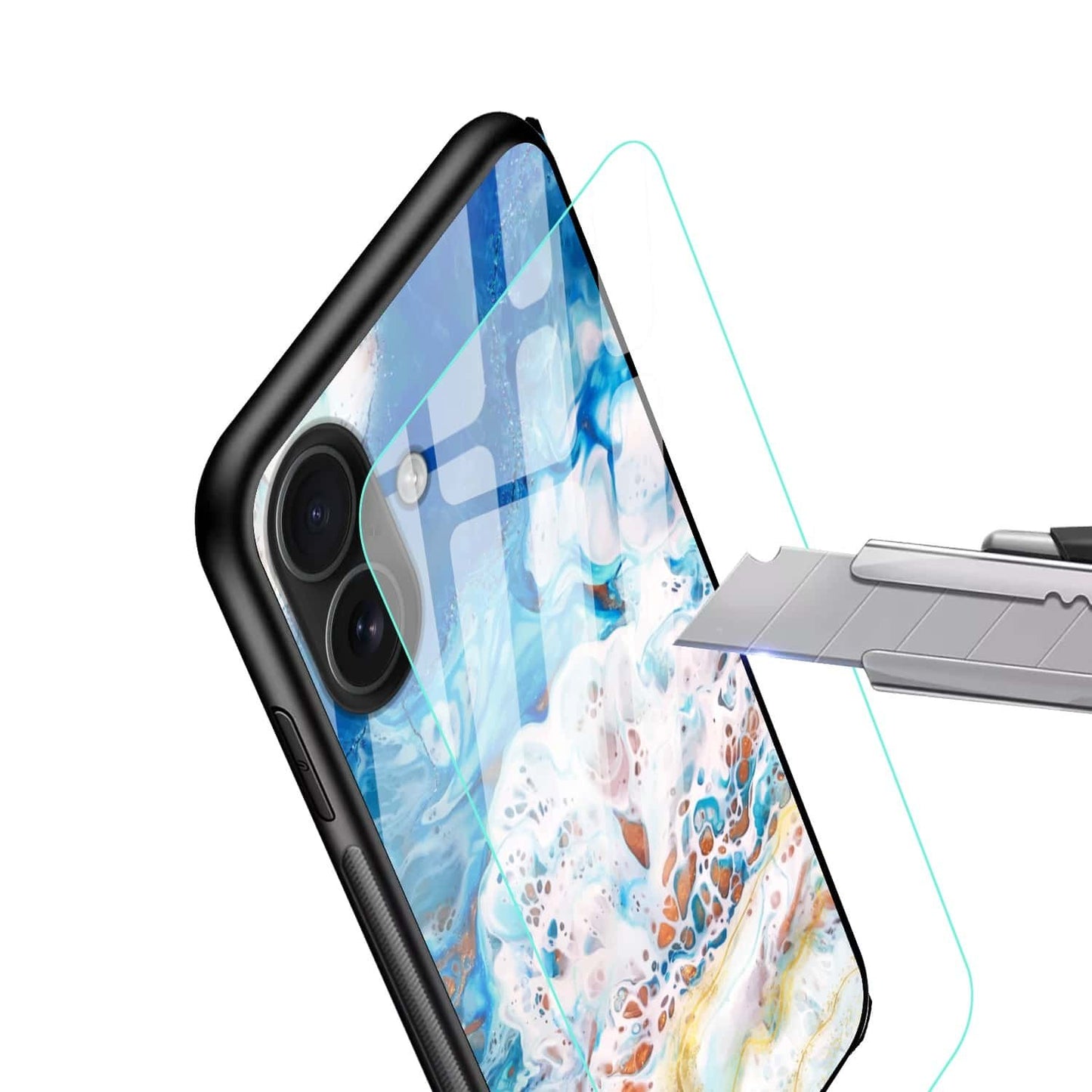 Blue Ocean Abstract Glass Case