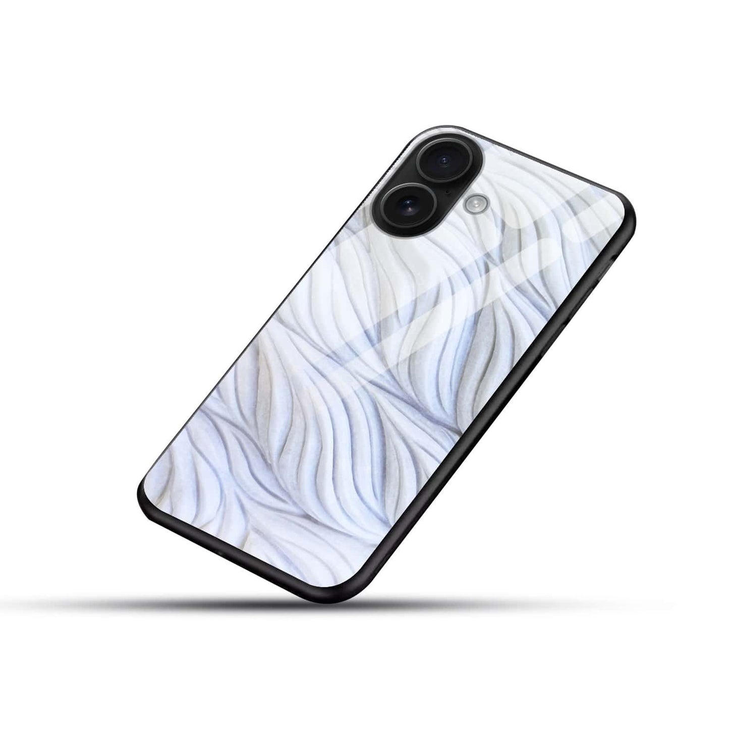 Elegant White Wave Texture Glass Case