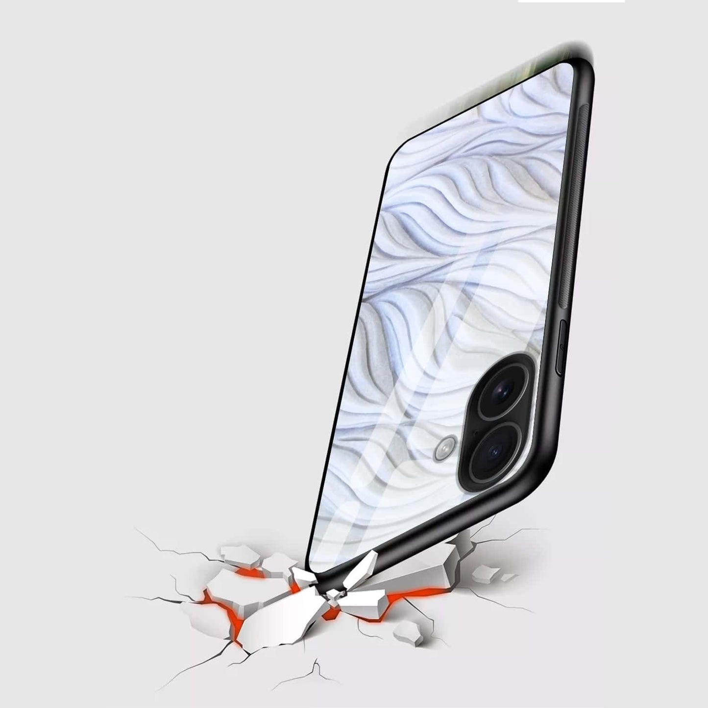 Elegant White Wave Texture Glass Case