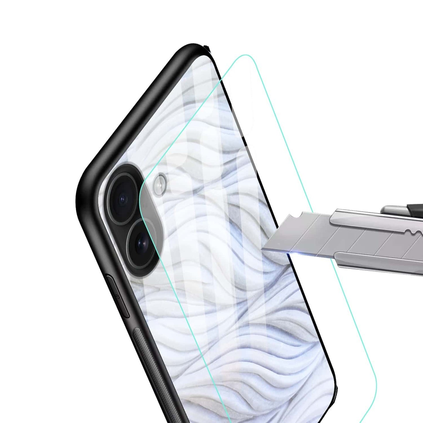 Elegant White Wave Texture Glass Case