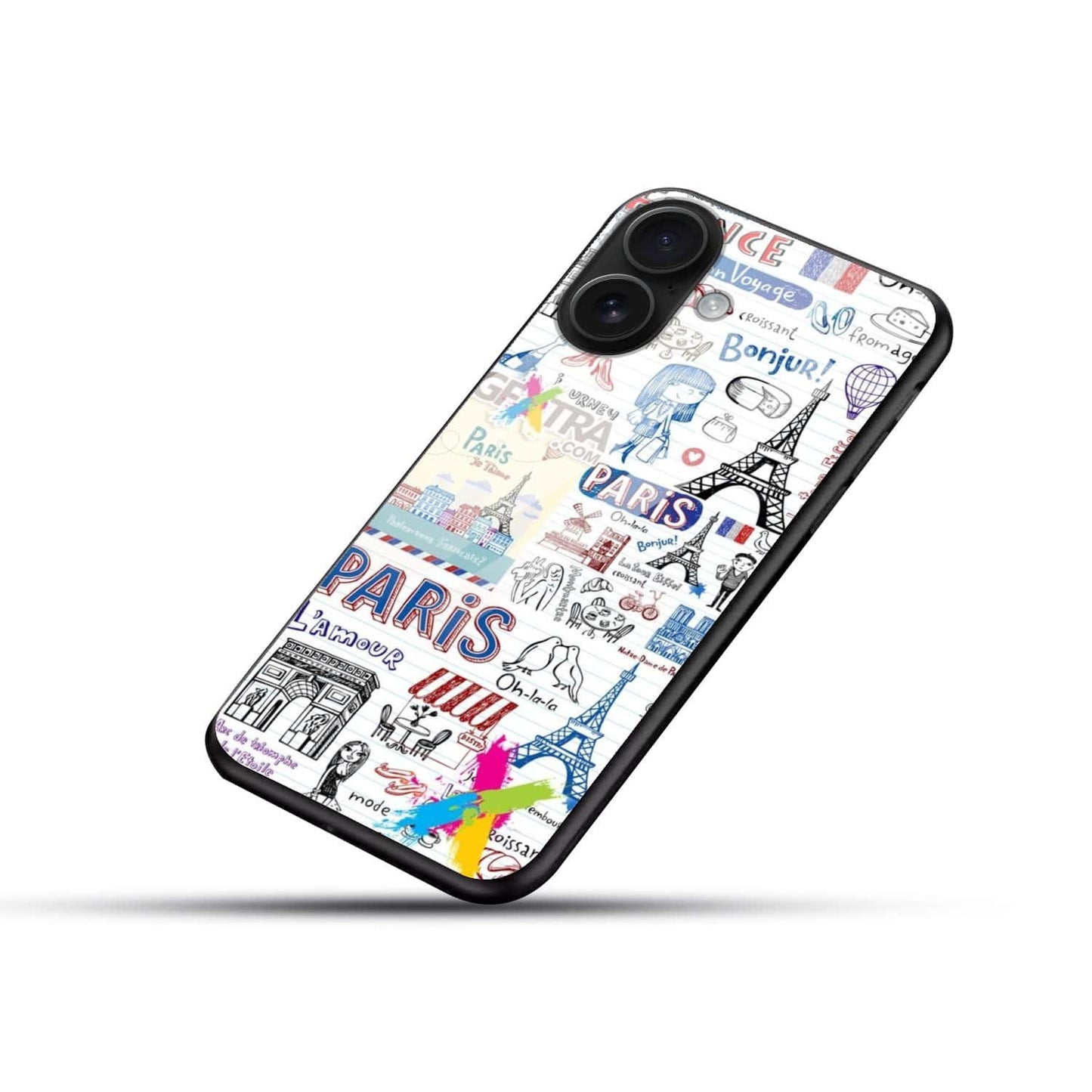 Paris Doodle Glossy Tempered Glass Case