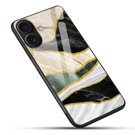 Luxury Gold Marble Wave Glass Case