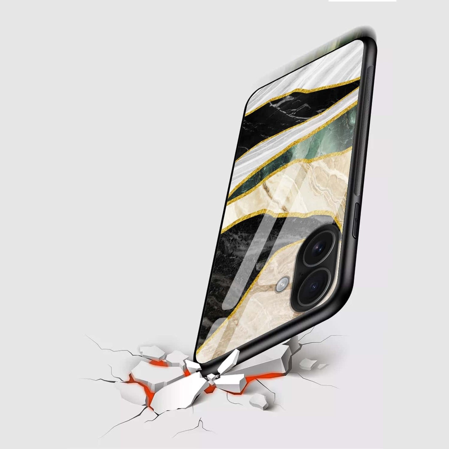 Luxury Gold Marble Wave Glass Case