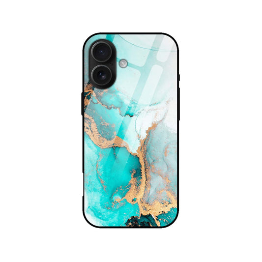 Turquoise Gold Marble Glass Back Cover