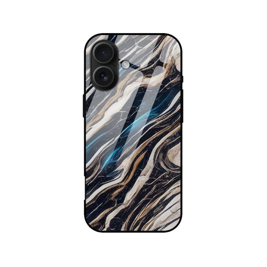 Black Gold Wave Marble Glass Back Cover
